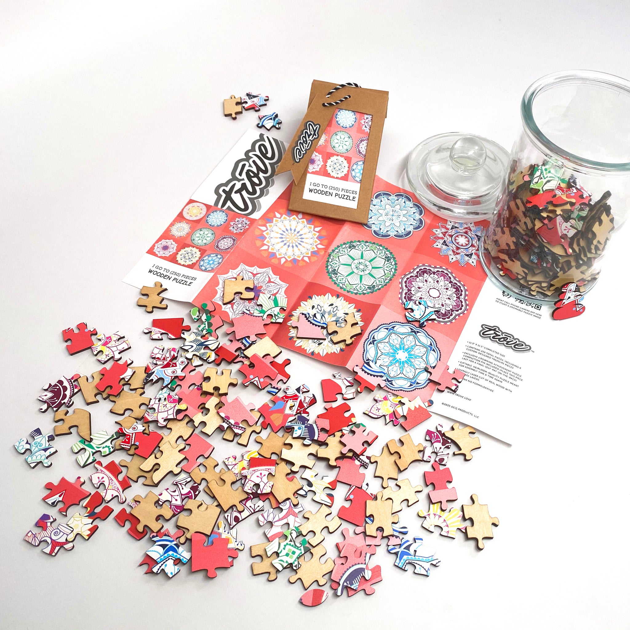 I Go To (250) Pieces Wooden Puzzle: 9 Mandalas in Glass Apothecary Jar