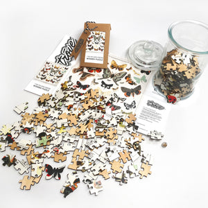 I Go To (250) Pieces Wooden Puzzle: Butterflies + Moths in Glass Apothecary Jar