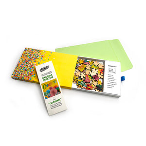 Celebrate Mailable Greeting Card Wooden Puzzle open with puzzle pieces