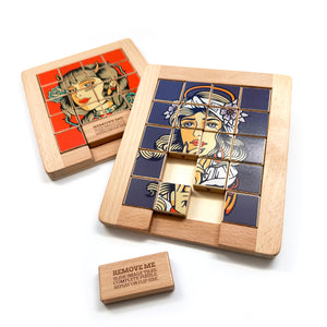 Dualities Wooden Sliding Puzzle: Naughty v. Nice 2 sided puzzle
