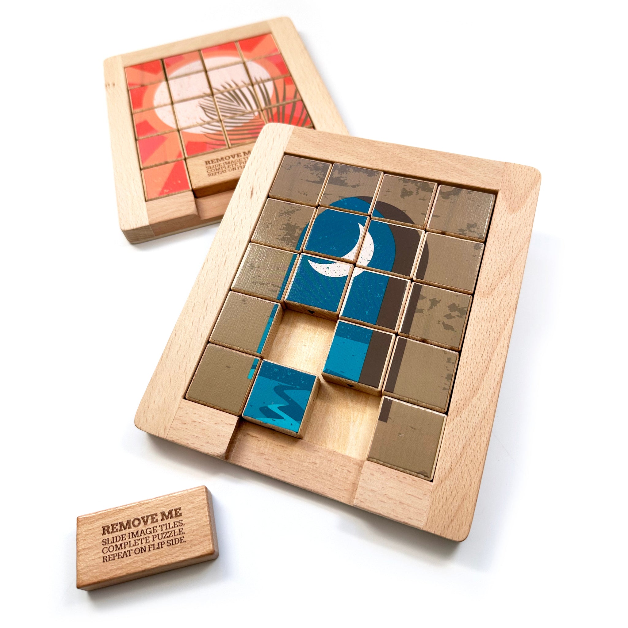 Dualities Wooden Sliding Puzzle: Day v. night 2 sided puzzle