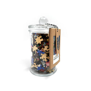 I Go To (250) Pieces Wooden Puzzle: Floral Table Cover in Glass Apothecary Jar