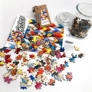 I Go To (250) Pieces Wooden Puzzle: Herringbone Repeat in Glass Apothecary Jar